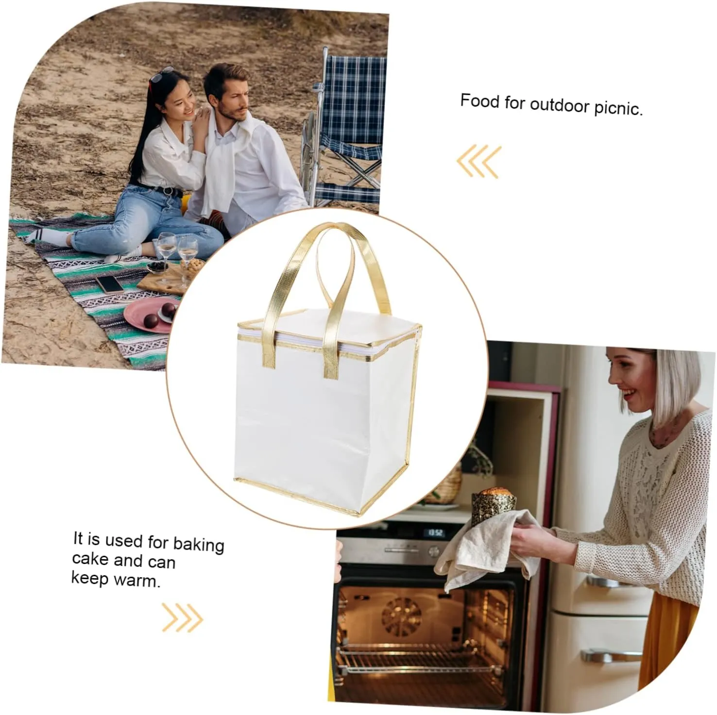 PRETYZOOM Insulated Food Transport Tote Hot Cold Food Bag Cake Storage Pouch Portable Pizza Carrier Waterproof