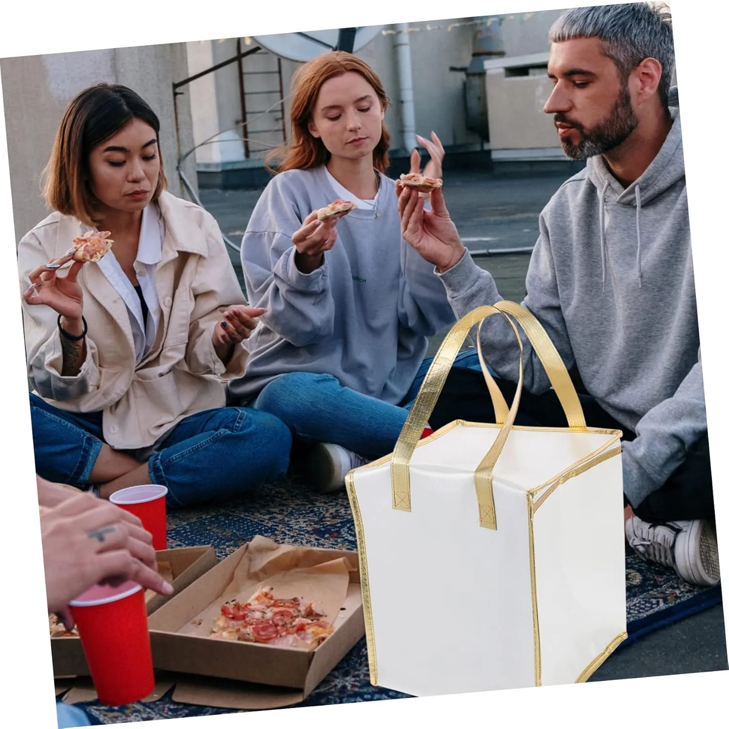 PRETYZOOM Insulated Food Transport Tote Hot Cold Food Bag Cake Storage Pouch Portable Pizza Carrier Waterproof