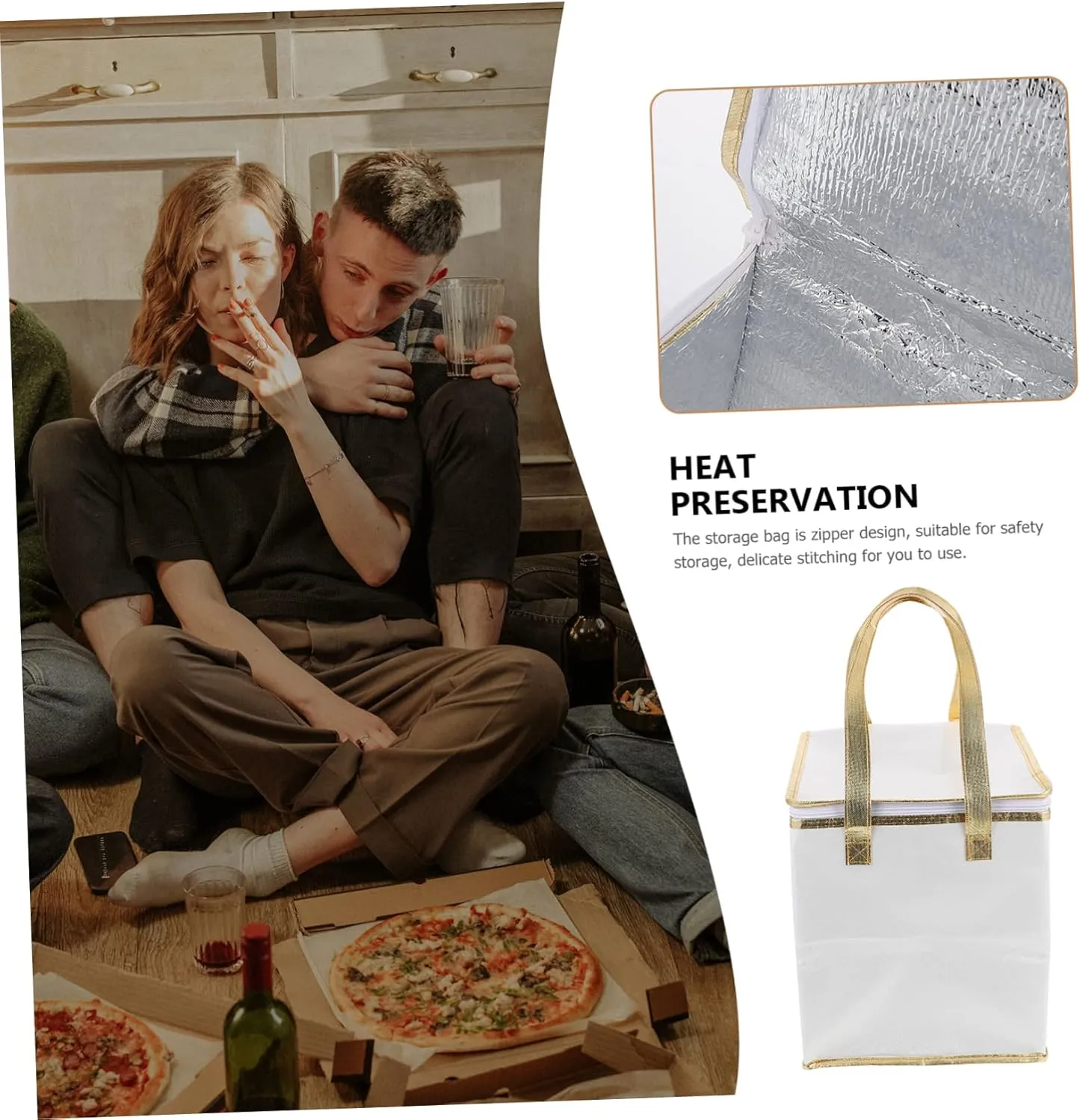 PRETYZOOM Insulated Food Transport Tote Hot Cold Food Bag Cake Storage Pouch Portable Pizza Carrier Waterproof