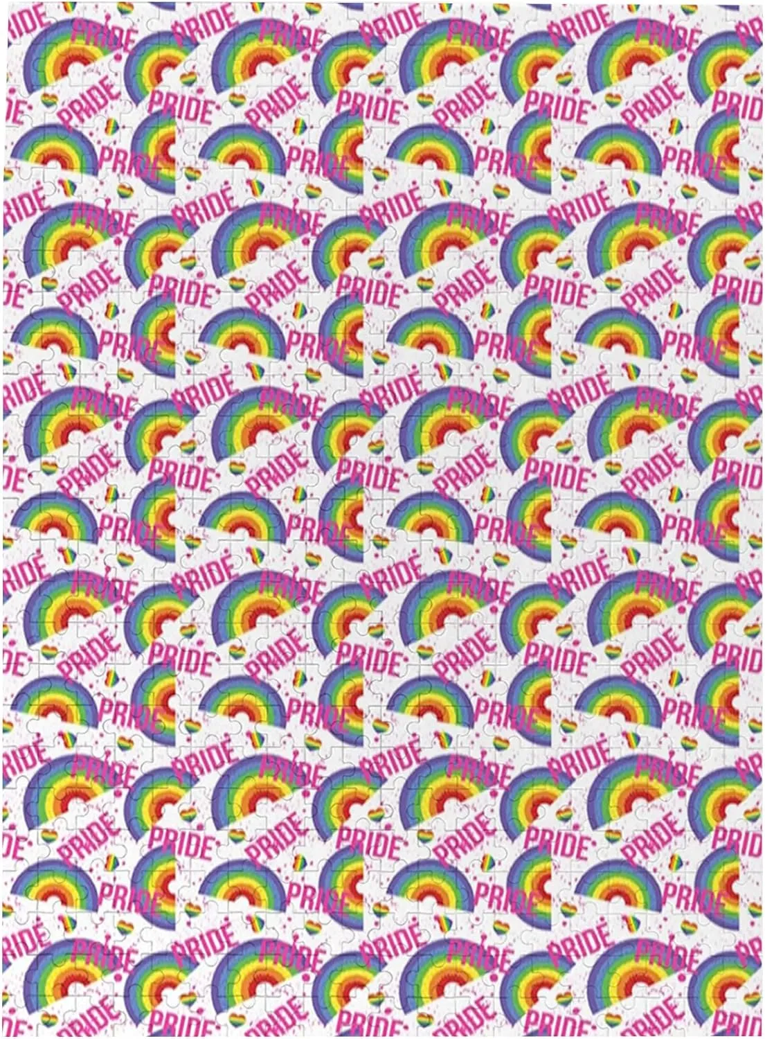 Pride Day Theme,Wooden Jigsaw Puzzle Featuring a Colorful Illustration,LGBT Rainbow Illustration Colorful,Thick Sturdy Pieces,Great Gift Idea,Multicolor Plastic Box Storage 500PCS