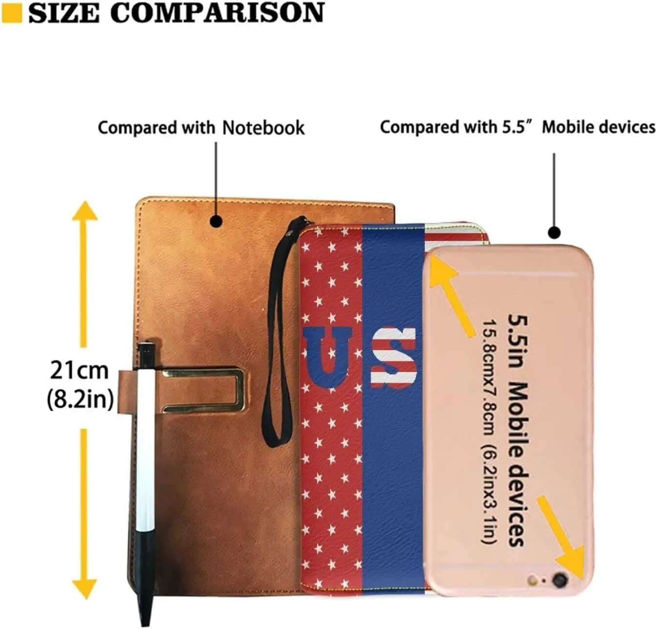 Print American Flag Travel Wallet Long Coin Purse Clutch Cell Phone Case with Wristlet Strap