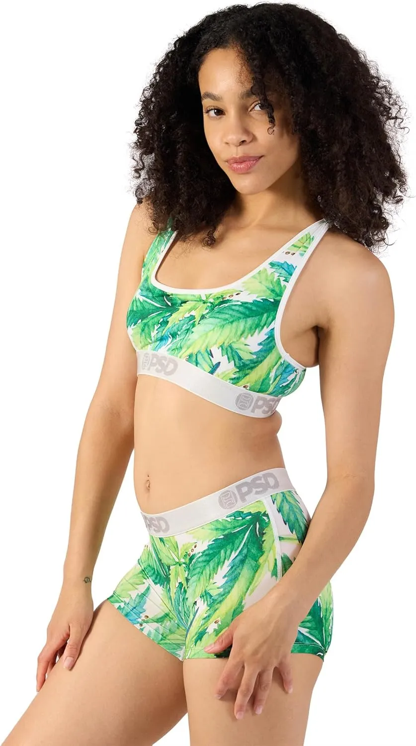PSD Women's Recreational Print Sports Bra - Racerback Sports Bras for Women with Breathable Microfiber Fabric