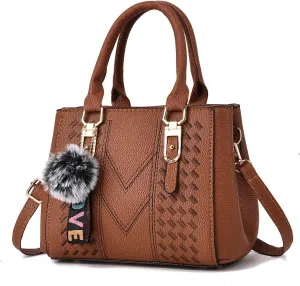 PU Leather Handbag for Women, Adjustable Shoulder Bag with Double Zipper Compartments, Spacious and Durable