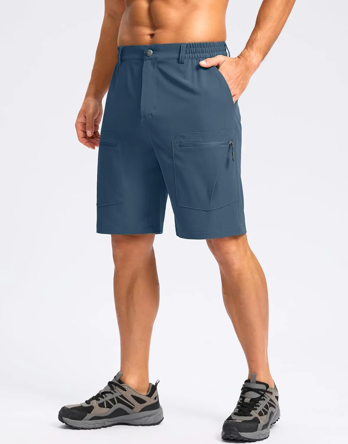 Pudolla Men's Hiking Cargo Shorts 9" Lightweight Stretch Travel Work Shorts for Men Outdoor Casual with 5 Pockets