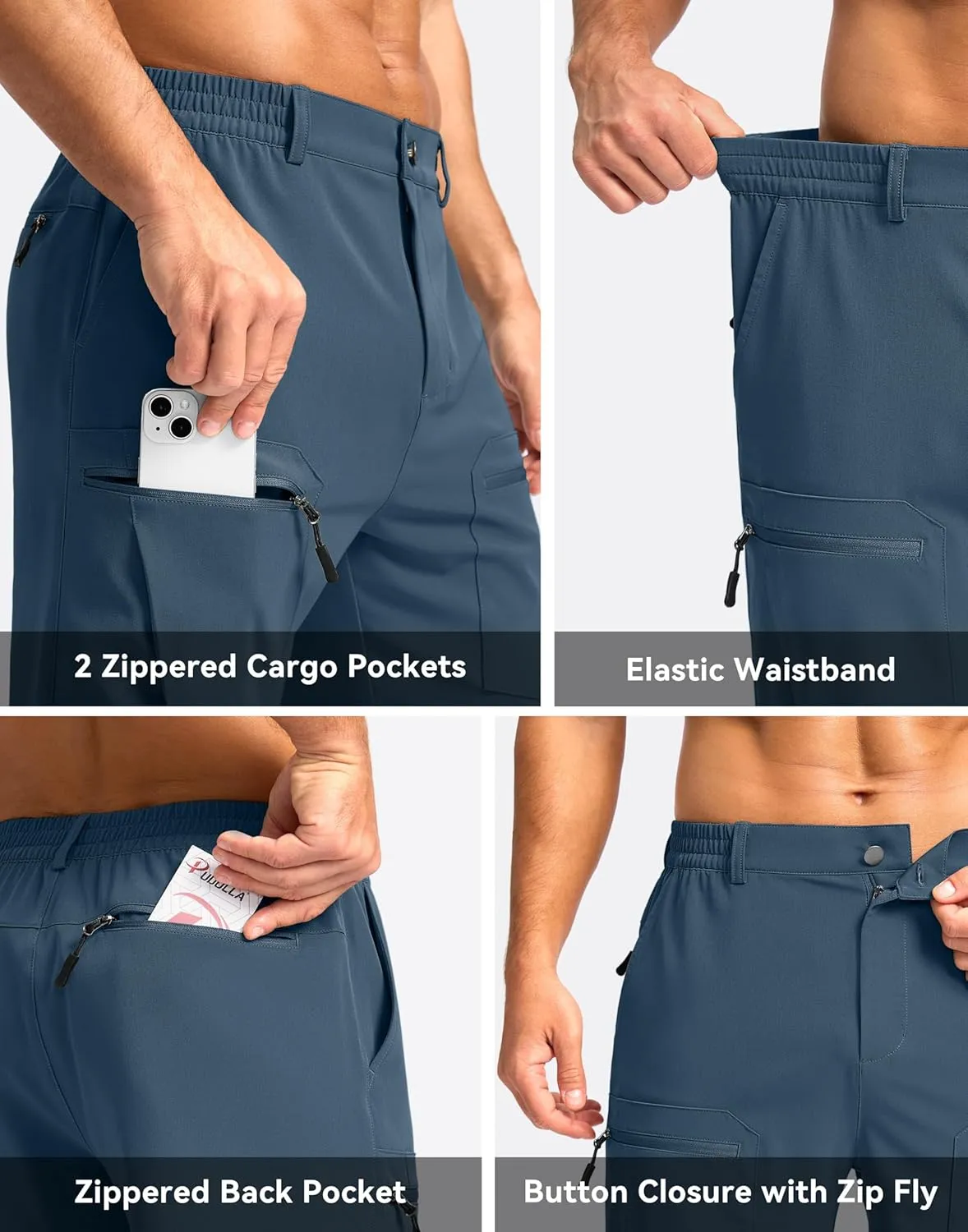 Pudolla Men's Hiking Cargo Shorts 9" Lightweight Stretch Travel Work Shorts for Men Outdoor Casual with 5 Pockets