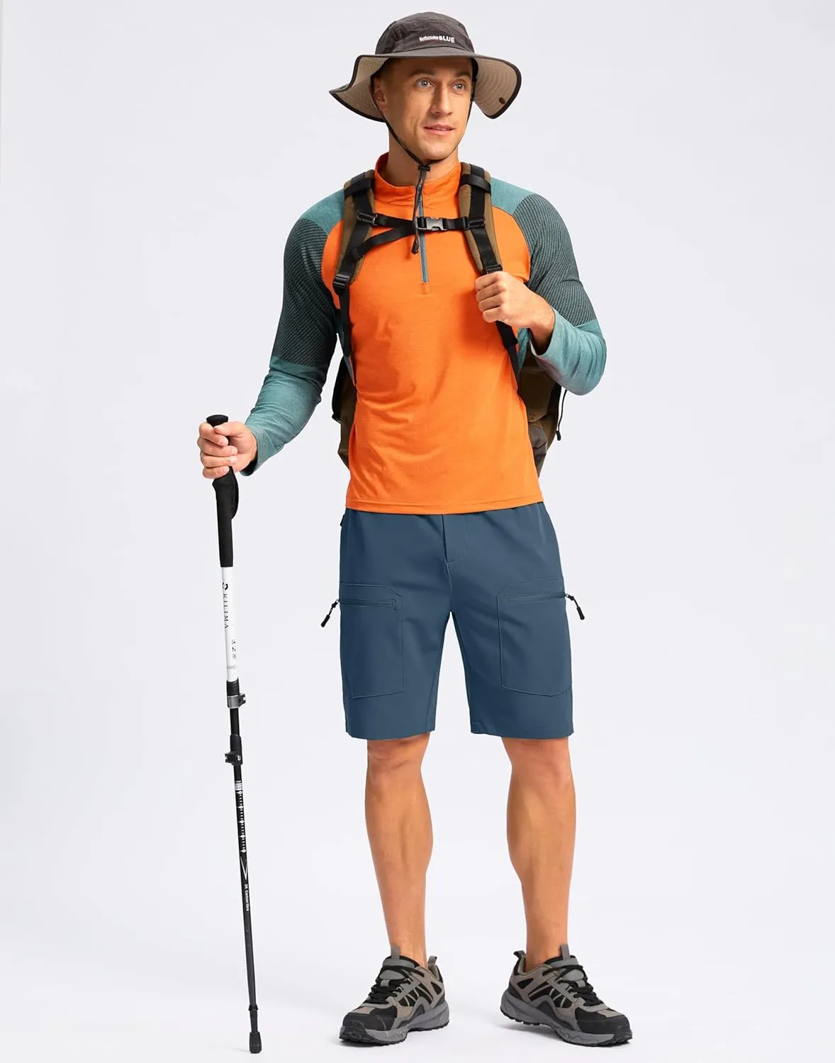 Pudolla Men's Hiking Cargo Shorts 9" Lightweight Stretch Travel Work Shorts for Men Outdoor Casual with 5 Pockets