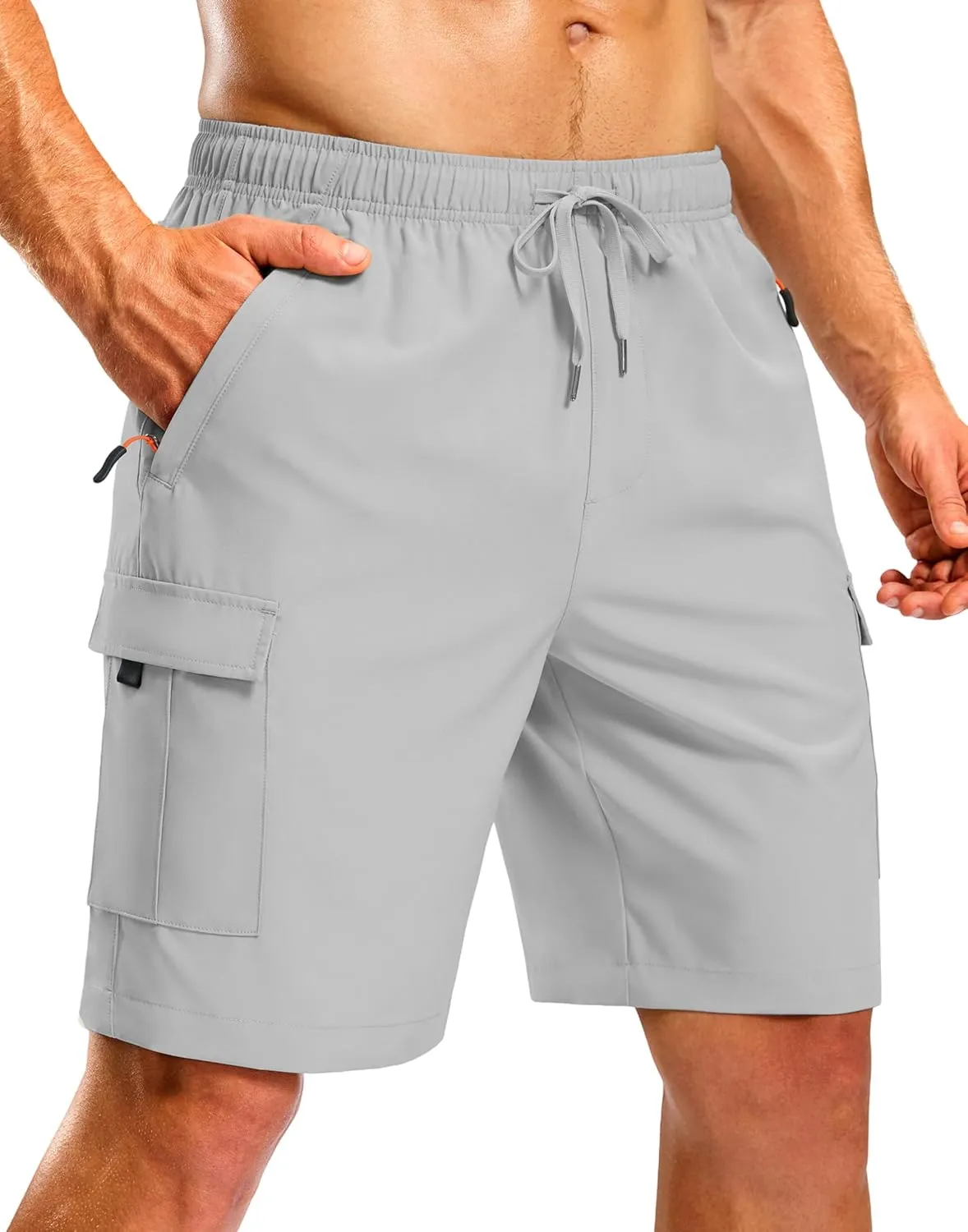 Pudolla Men's Hiking Cargo Shorts with 5 Pockets Lightweight 9" Outdoor Work Casual Shorts for Men Travel Fishing