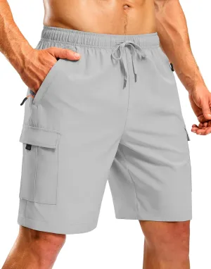 Pudolla Men's Hiking Cargo Shorts with 5 Pockets Lightweight 9" Outdoor Work Casual Shorts for Men Travel Fishing
