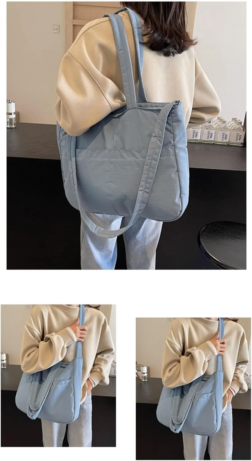Puffy Tote Bag for Women with Zipper Large Lightweight Crossbody Handbag for Travel Gym Work
