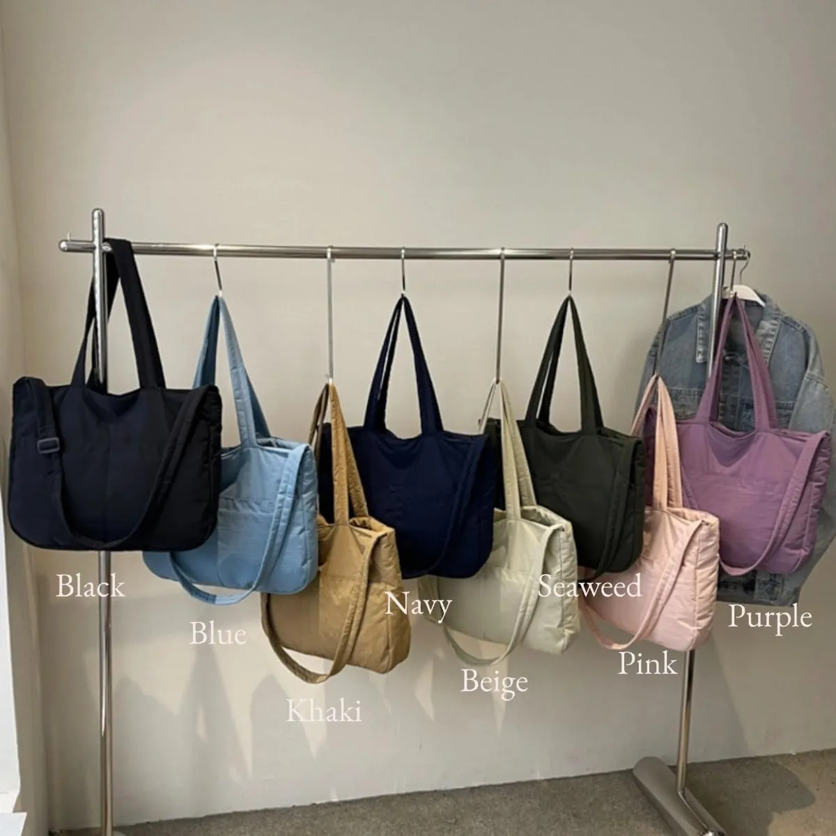 Puffy Tote Bag for Women with Zipper Large Lightweight Crossbody Handbag for Travel Gym Work
