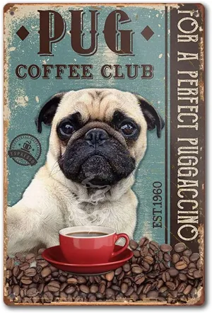 Pug 300 Piece Jigsaw Puzzle for Adults and Families - Pug Coffee Club Wooden Jigsaw Puzzle - Family Fun & Leisure Beginner Jigsaw Puzzle Toys for Adults Stress Relief