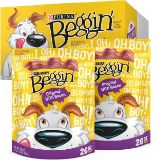 Purina Beggin' Strips Dog Treats, Original With Bacon Flavor - (Pack of 2) 26 oz. Pouches