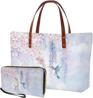 Purse and Wallet Set of 2 for Women Fashion Top Handle Satchel Large Work Bag Shoulder Bag with Matching Wallet