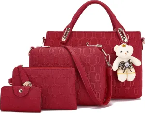 Purse for Women Fashion Medium Shoulder Bag Crossbody Bag Top Handle Tote Handbag Set 4PCS
