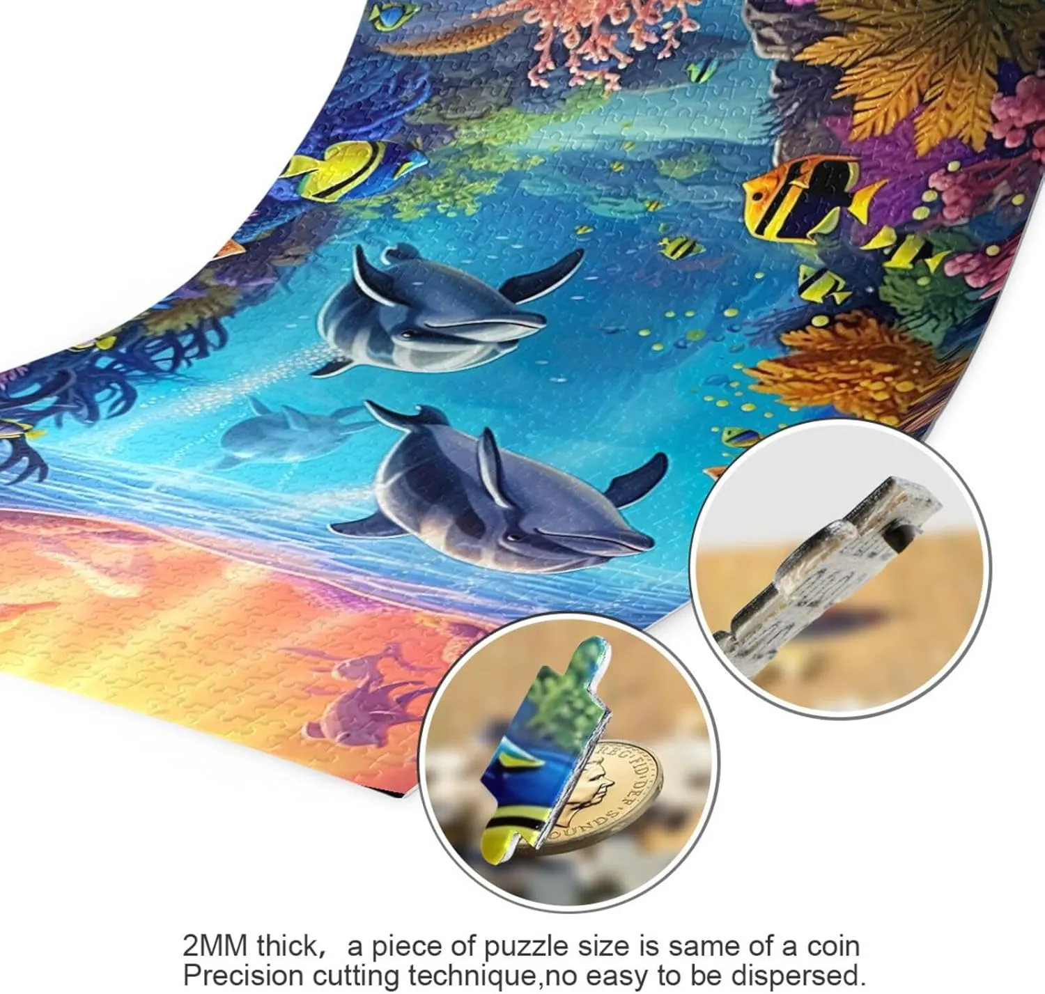 Puzzles for Adults 1000 Piece Dolphin Fish Undersea Jigsaw Puzzles Kids Game Toys Gift Home Decor 202A2491