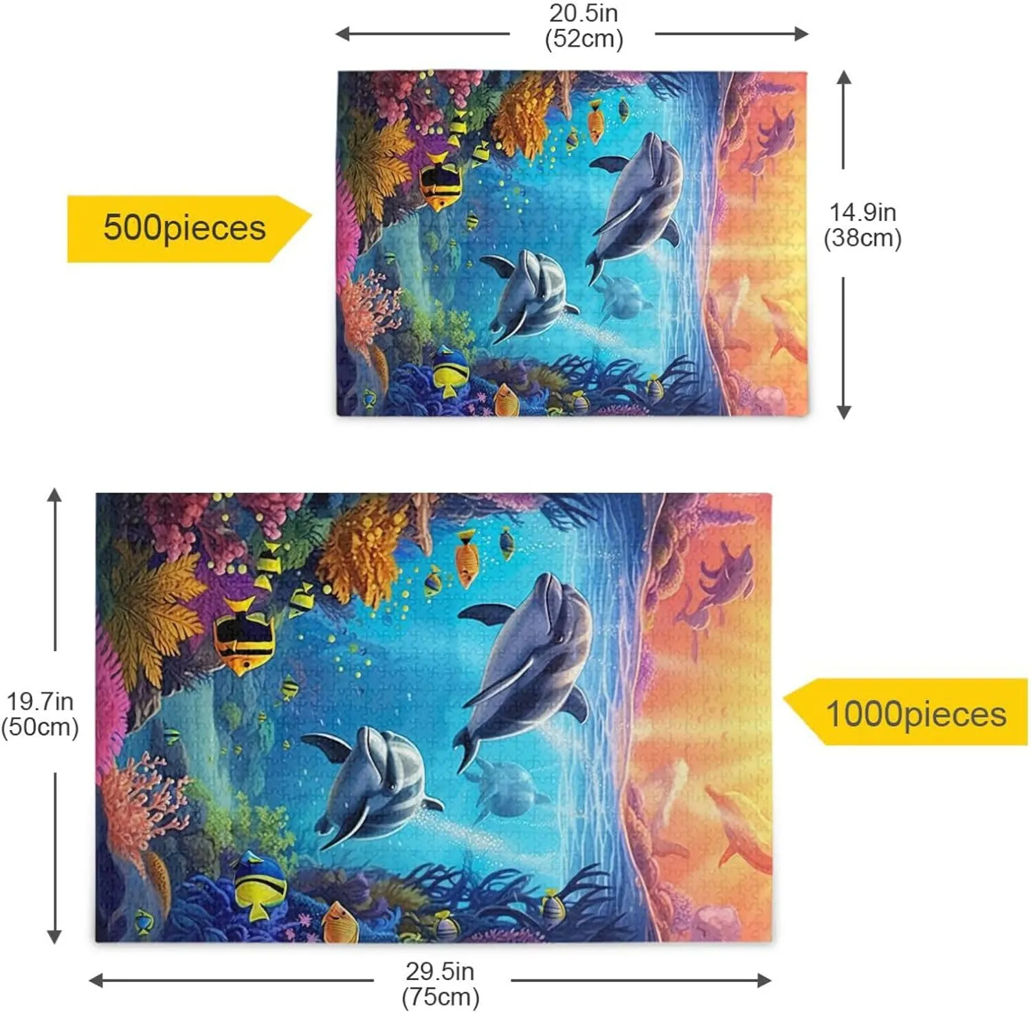 Puzzles for Adults 1000 Piece Dolphin Fish Undersea Jigsaw Puzzles Kids Game Toys Gift Home Decor 202A2491