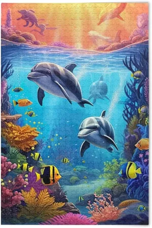 Puzzles for Adults 1000 Piece Dolphin Fish Undersea Jigsaw Puzzles Kids Game Toys Gift Home Decor 202A2491