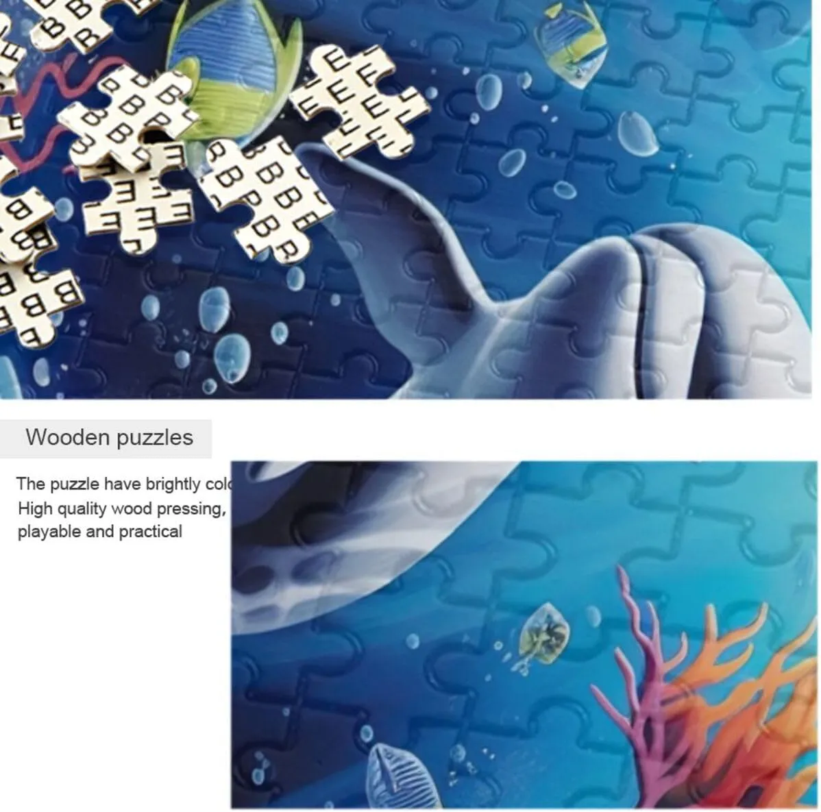 Puzzles for Adults 1000 Piece Whales Dolphin Fish Undersea Jigsaw Puzzles Kids Game Toys Gift Home Decor 202A2473