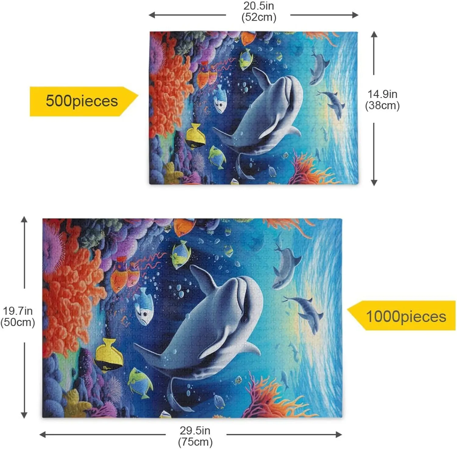 Puzzles for Adults 1000 Piece Whales Dolphin Fish Undersea Jigsaw Puzzles Kids Game Toys Gift Home Decor 202A2473
