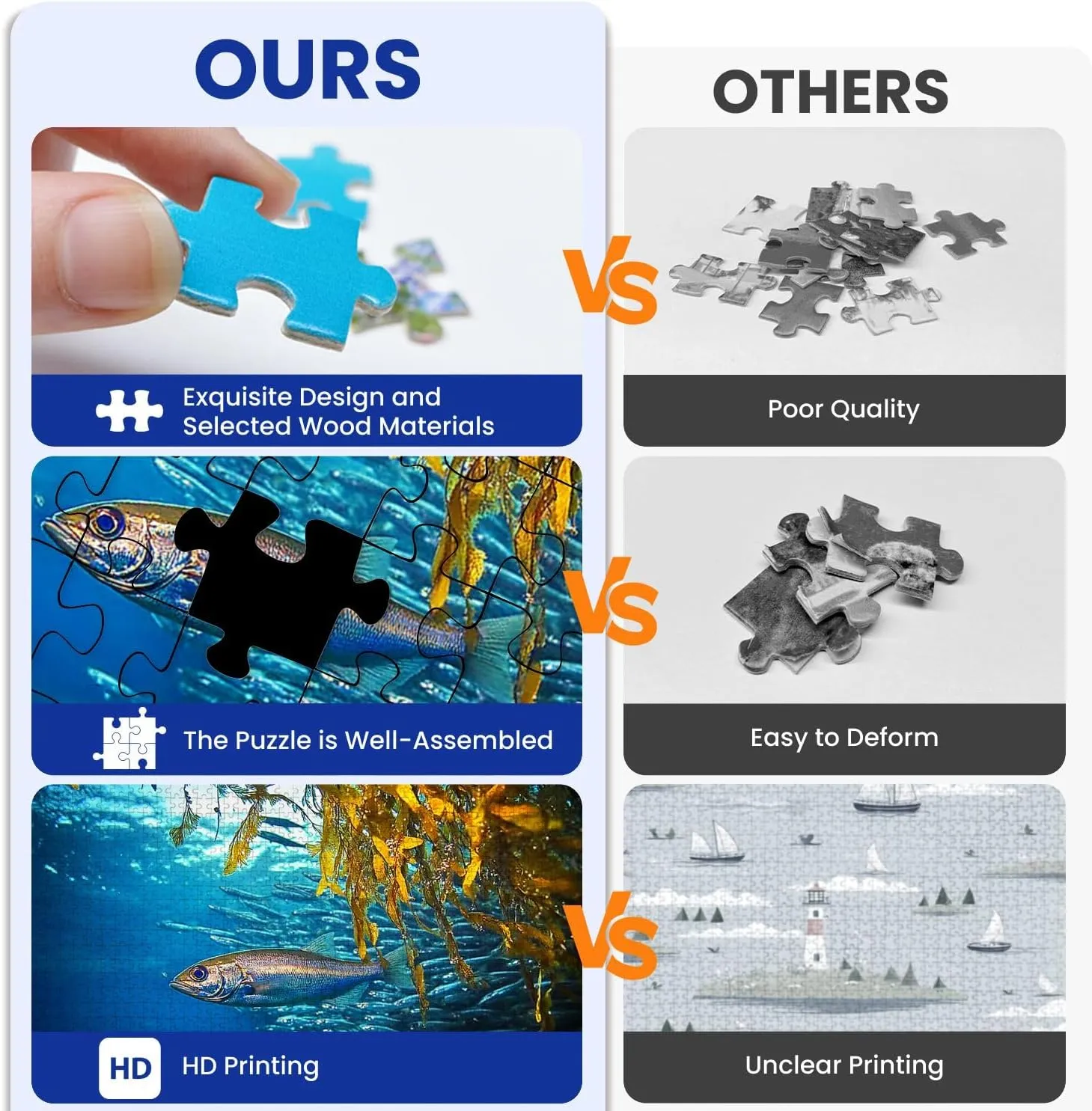 Puzzles for Adults 1000 Pieces Fish Underwater Wooden Jigsaw Puzzles Challenging Fun Educational Family Games Kid Toys Art Work Gift Home Decor