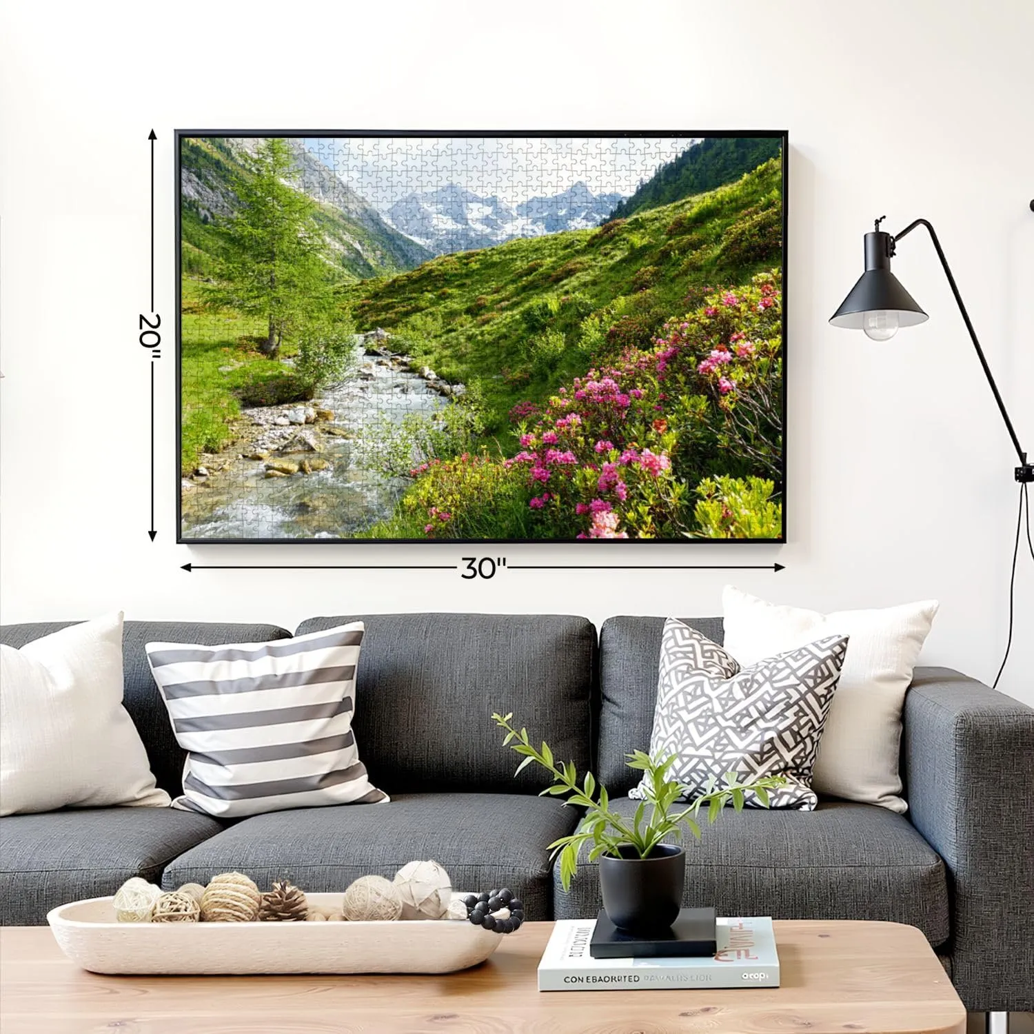 Puzzles for Adults 1000 Pieces Mountain River Alpine Roses Alps Spring Wooden Jigsaw Puzzles Challenging Fun Educational Family Games Kid Toys Art Work Gift Home Decor