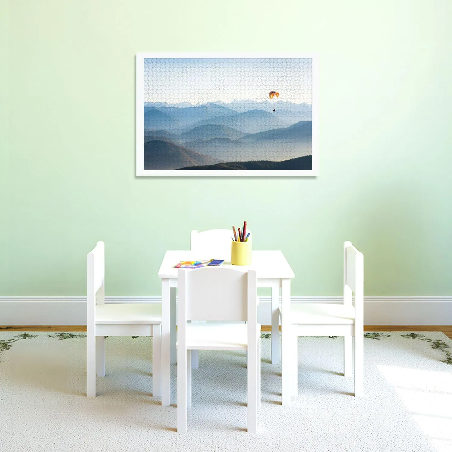 Puzzles for Adults 1000 Pieces Paraglider Mountains Wooden Jigsaw Puzzles Challenging Fun Educational Family Games Kid Toys Art Work Gift Home Decor
