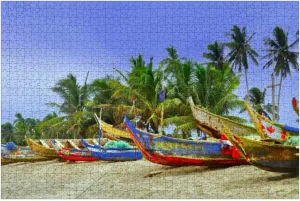 Puzzles for Adults 1000 Pieces Pirogues Traditional African Fishing Boats which Have Been Used for Wooden Jigsaw Puzzles Challenging Fun Educational Family Games Kid Toys Art Work Gift Home Decor