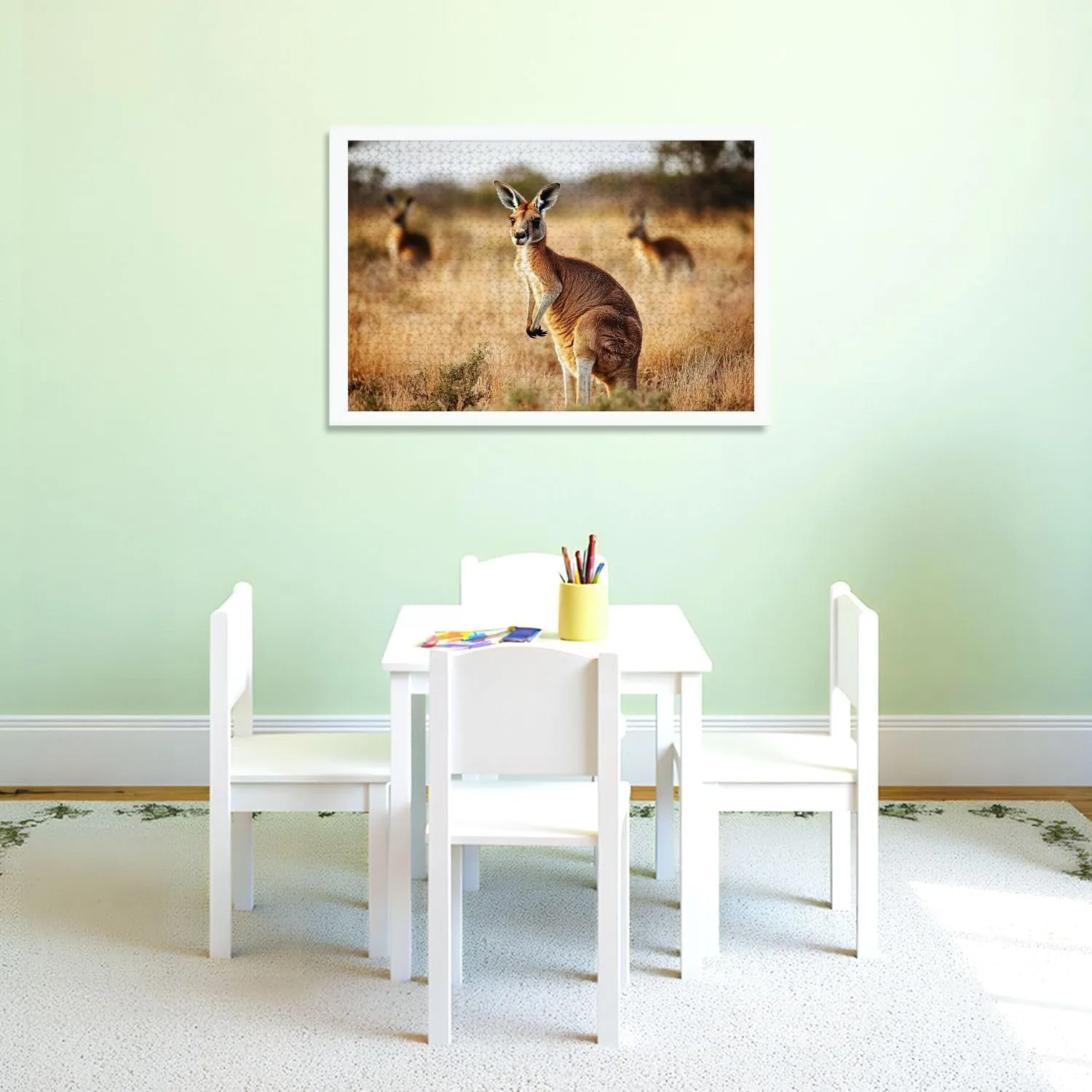 Puzzles for Adults 1000 Pieces Red Kangaroo grasslands Australian Wooden Jigsaw Puzzles Challenging Fun Educational Family Games Kid Toys Art Work Gift Home Decor