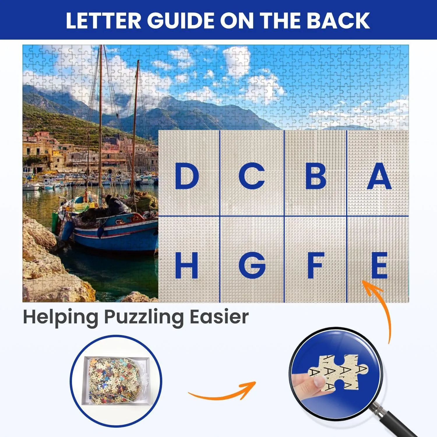 Puzzles for Adults 1000 Pieces Sicilian Port Fishing Boats Castellammare del Golfo Village Sicily Wooden Jigsaw Puzzles Challenging Fun Educational Family Games Kid Toys Art Work Gift Home Decor