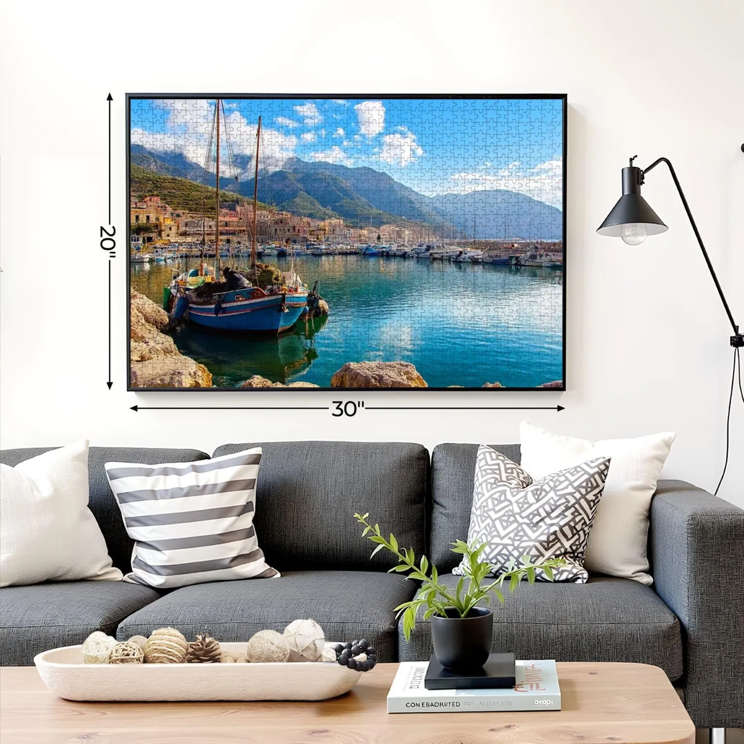 Puzzles for Adults 1000 Pieces Sicilian Port Fishing Boats Castellammare del Golfo Village Sicily Wooden Jigsaw Puzzles Challenging Fun Educational Family Games Kid Toys Art Work Gift Home Decor
