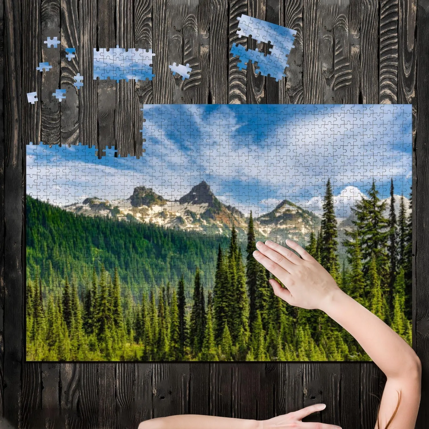 Puzzles for Adults 1000 Pieces Tatoosh Sub Alpine Forest Wooden Jigsaw Puzzles Challenging Fun Educational Family Games Kid Toys Art Work Gift Home Decor