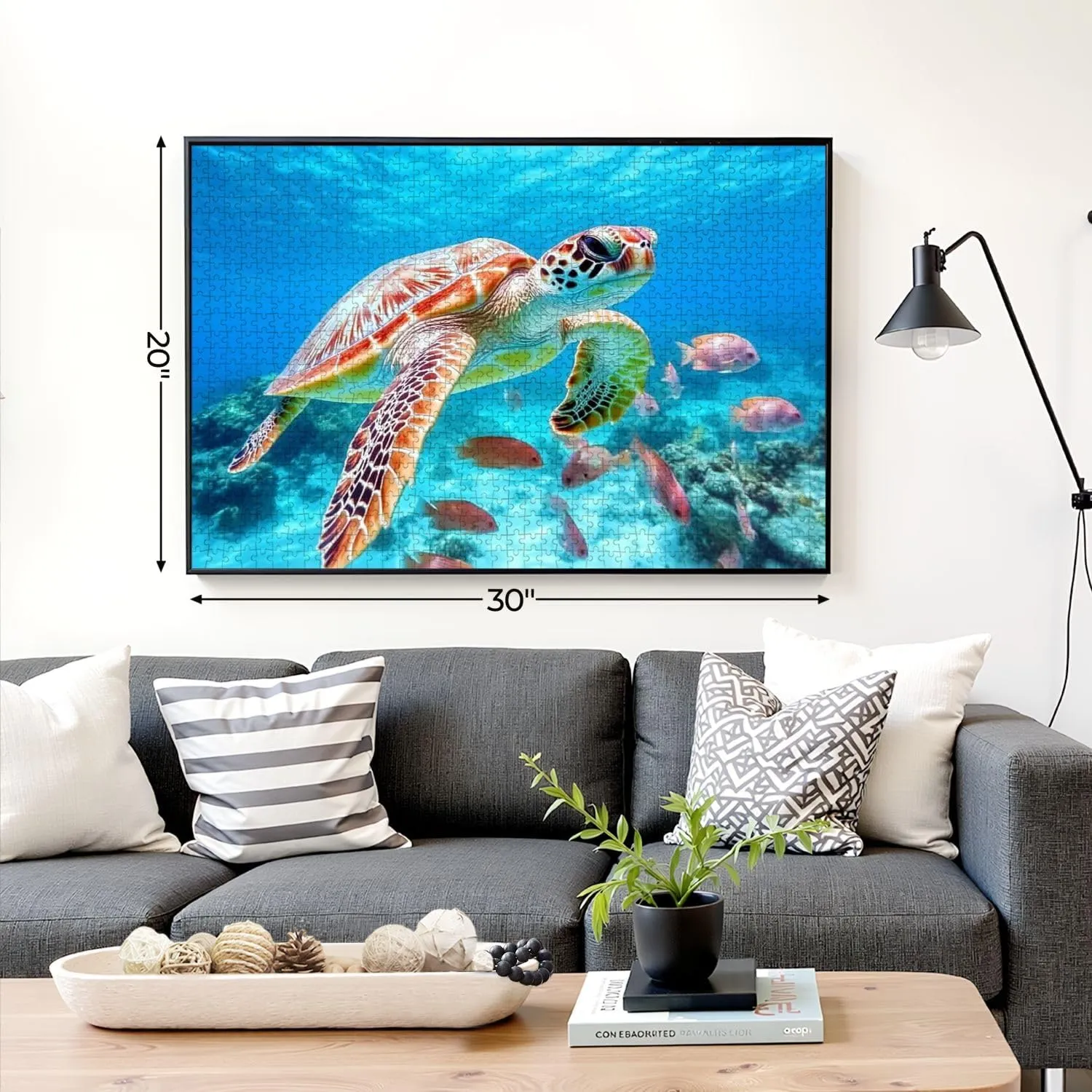 Puzzles for Adults 1000 Pieces Turtle Swimming Fish Wooden Jigsaw Puzzles Challenging Fun Educational Family Games Kid Toys Art Work Gift Home Decor