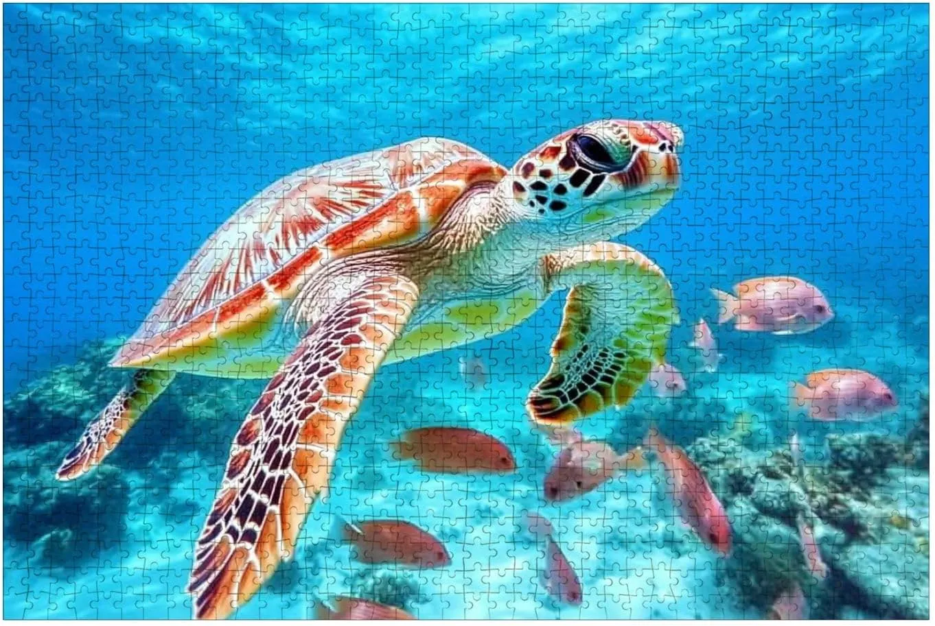 Puzzles for Adults 1000 Pieces Turtle Swimming Fish Wooden Jigsaw Puzzles Challenging Fun Educational Family Games Kid Toys Art Work Gift Home Decor