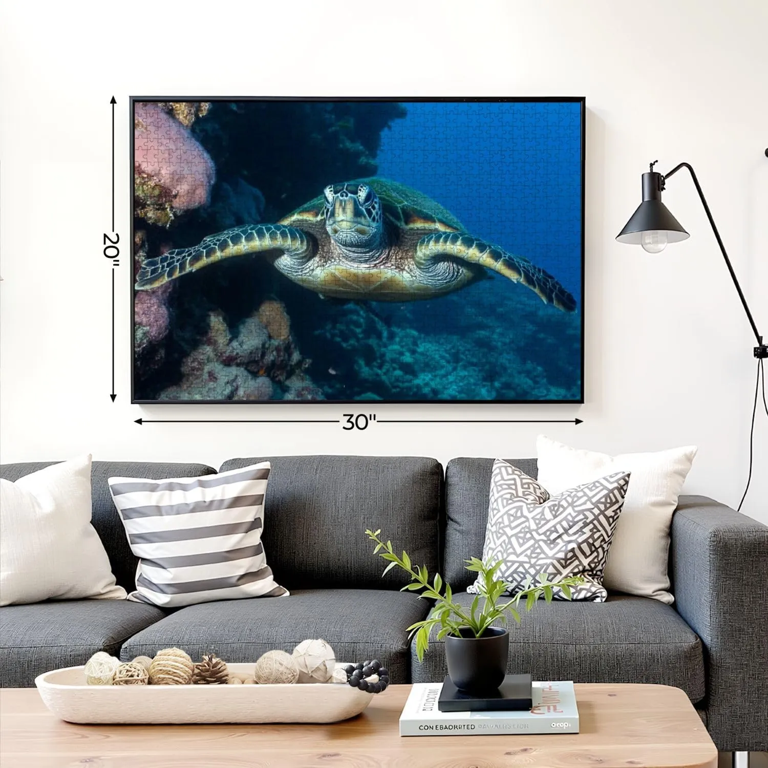 Puzzles for Adults 1000 Pieces Two Sea Turtles Swim Tandem Matching Fish Reef Wooden Jigsaw Puzzles Challenging Fun Educational Family Games Kid Toys Art Work Gift Home Decor