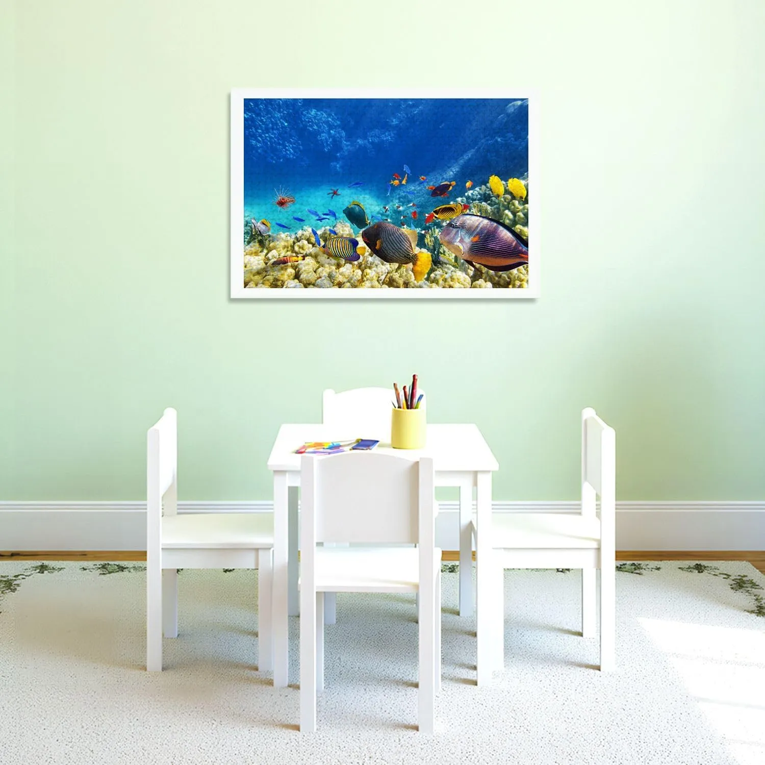 Puzzles for Adults 1000 Pieces Underwater World Corals Tropical Fish Wooden Jigsaw Puzzles Challenging Fun Educational Family Games Kid Toys Art Work Gift Home Decor