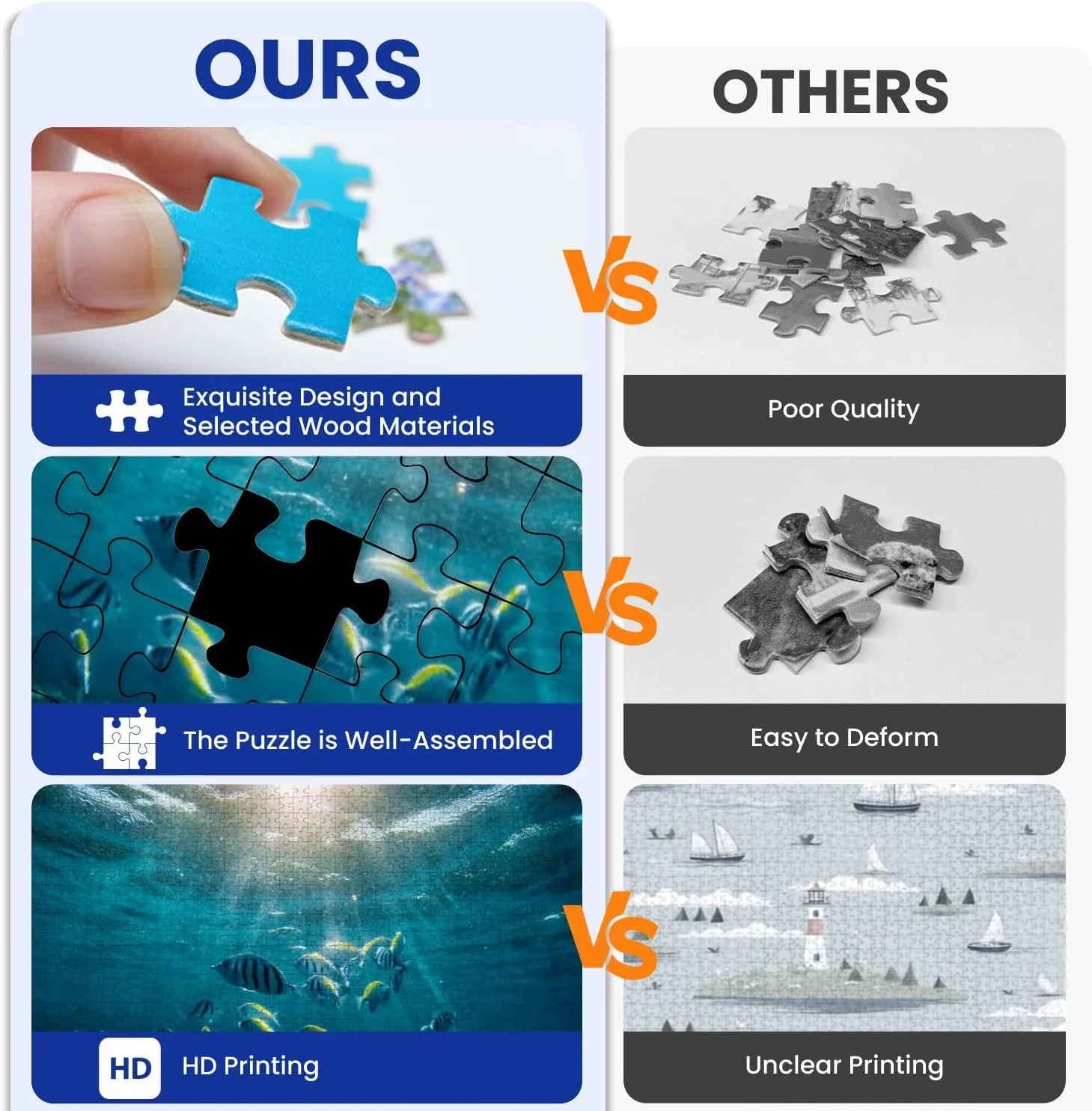 Puzzles for Adults 1000 Pieces Underwater World School Fish Swim Above Coral Sun Light Wooden Jigsaw Puzzles Challenging Fun Educational Family Games Kid Toys Art Work Gift Home Decor