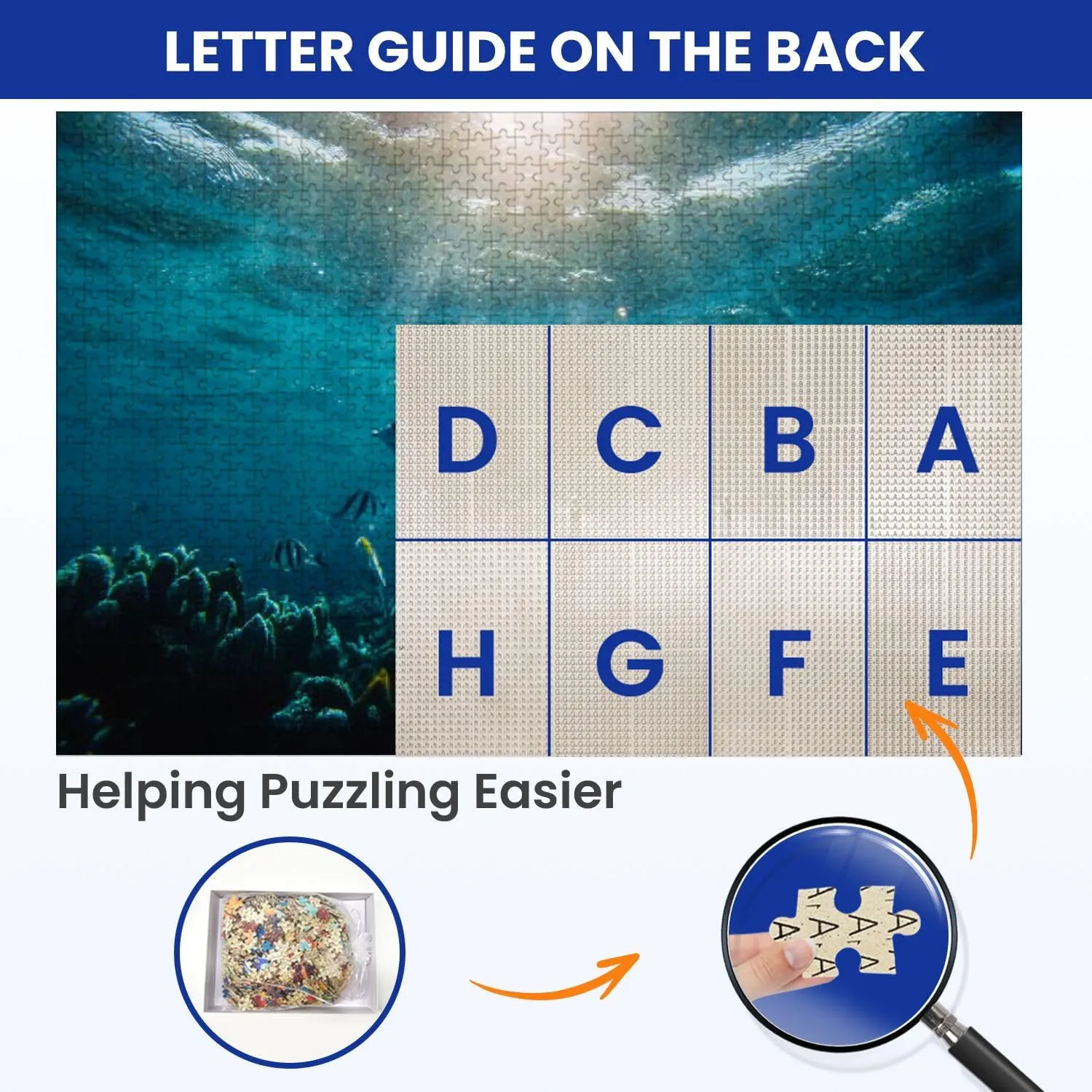 Puzzles for Adults 1000 Pieces Underwater World School Fish Swim Above Coral Sun Light Wooden Jigsaw Puzzles Challenging Fun Educational Family Games Kid Toys Art Work Gift Home Decor
