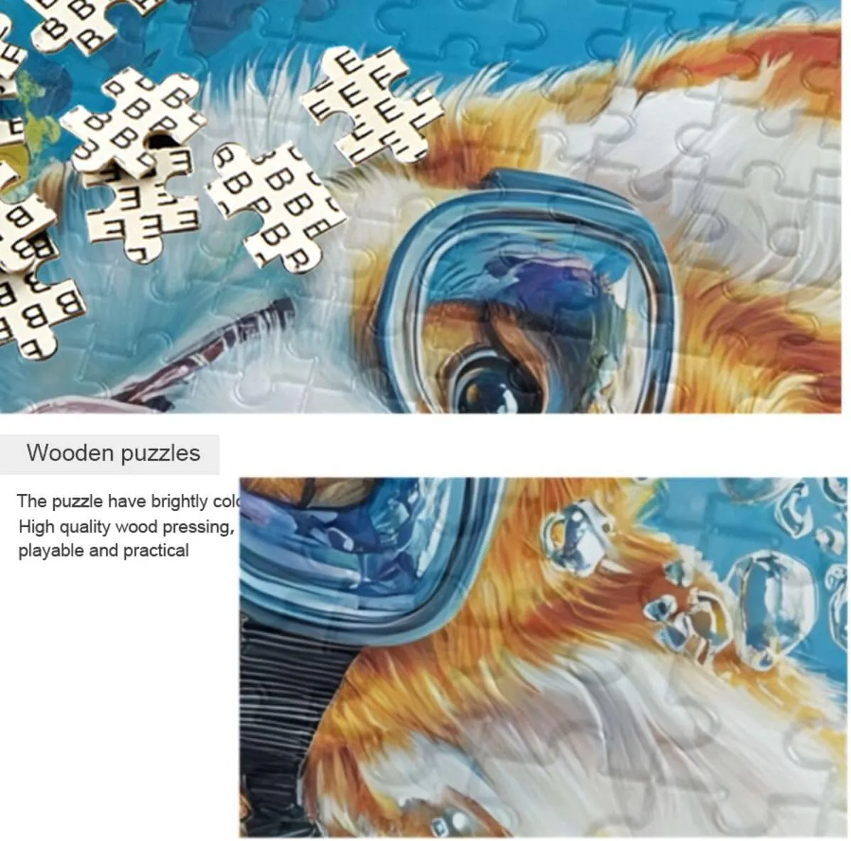 Puzzles for Adults 500 Piece Cute Corgi Swimming Underwater Fish Jigsaw Puzzles for Kids Toy Game Gift 202b8590