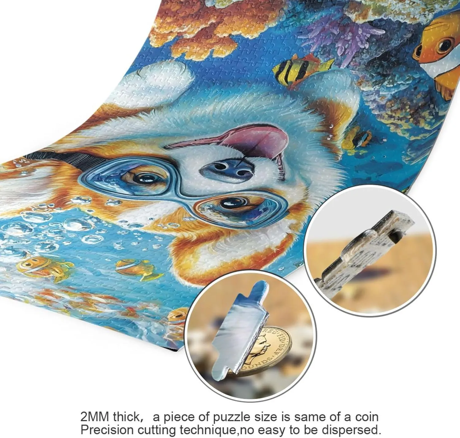 Puzzles for Adults 500 Piece Cute Corgi Swimming Underwater Fish Jigsaw Puzzles for Kids Toy Game Gift 202b8590