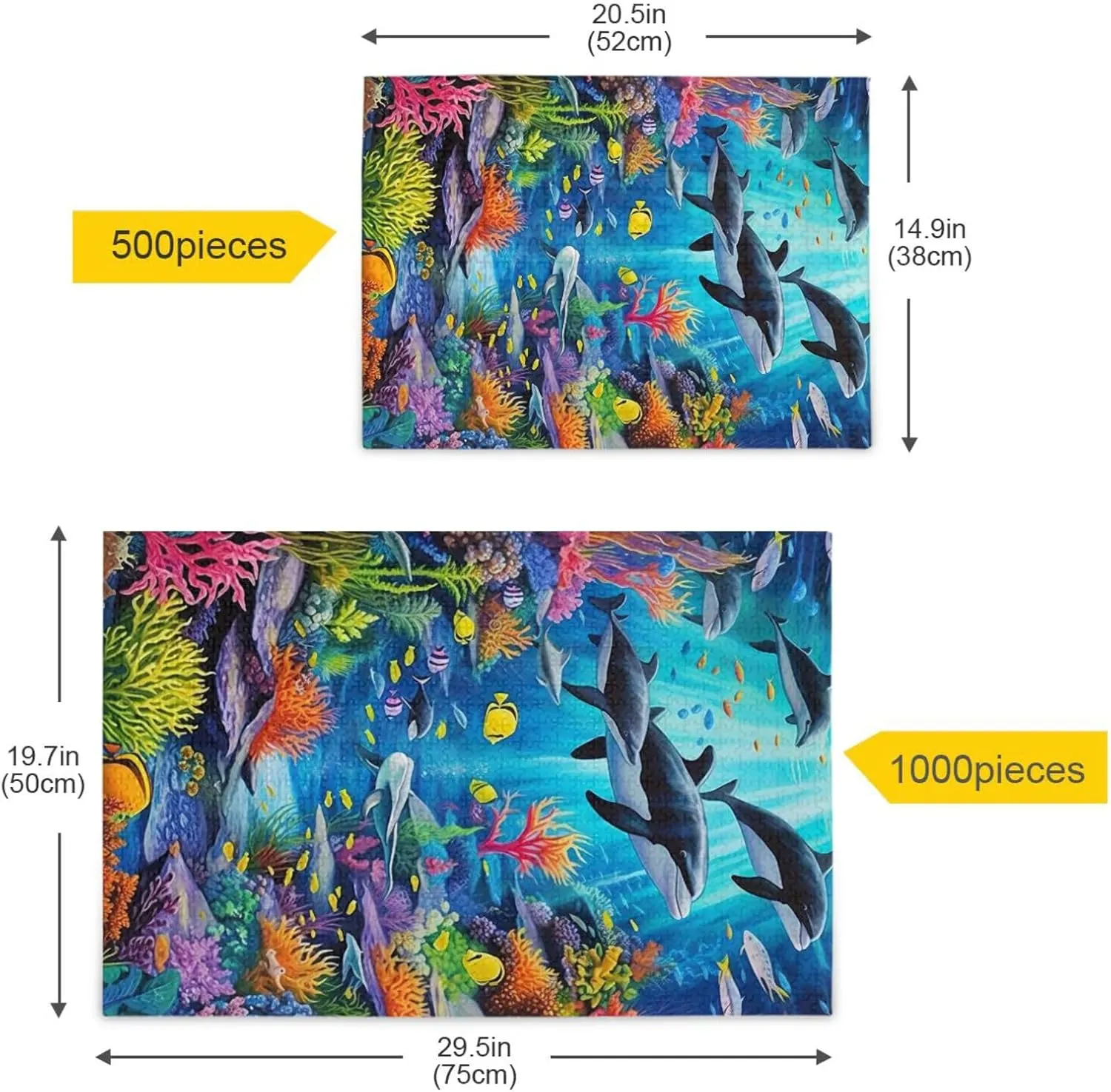 Puzzles for Adults 500 Piece Whales Dolphin Fish Undersea Jigsaw Puzzles Kids Toy Game Gift 202A2484