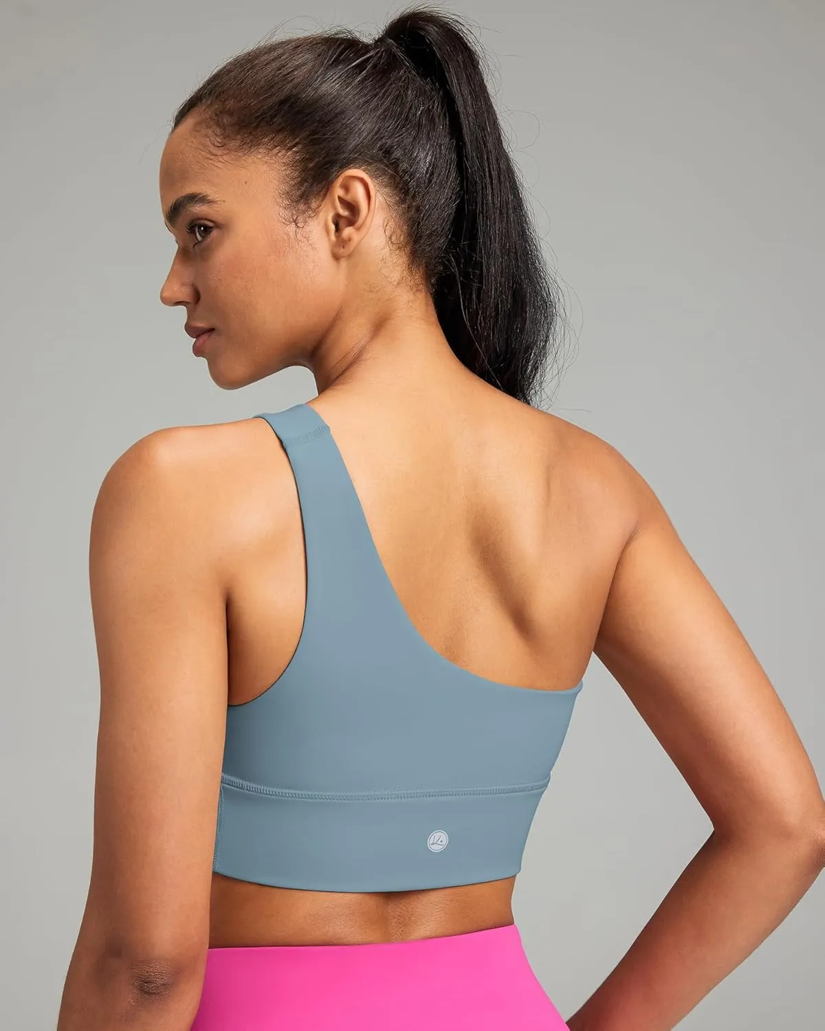 QUEENIEKE Womens One Shoulder Sports Bra Workout Strap Yoga Bras Cute Low Support Tops