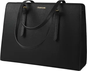 Queenoris PVC Laptop Bag for Women 15.6 Inch Computer Bags Work Bag Business Teacher Office Tote bag Travel Briefcase
