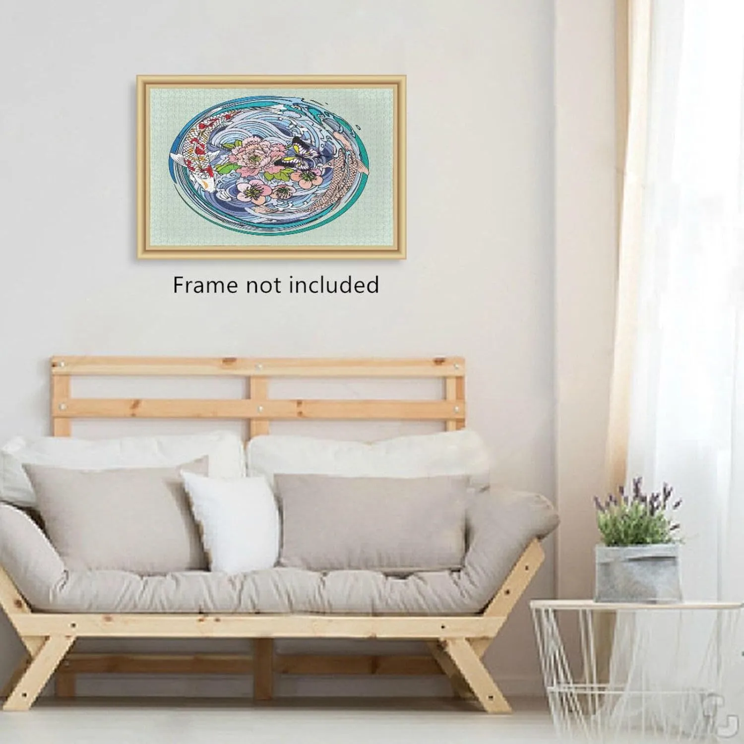 QUGRL Koi Fish Butterflies Flower Jigsaw Puzzle 1000 Pieces for Adults Teens Japanese Water Circle DIY Wall Art Intellectual Decompressing Educational Fun Game