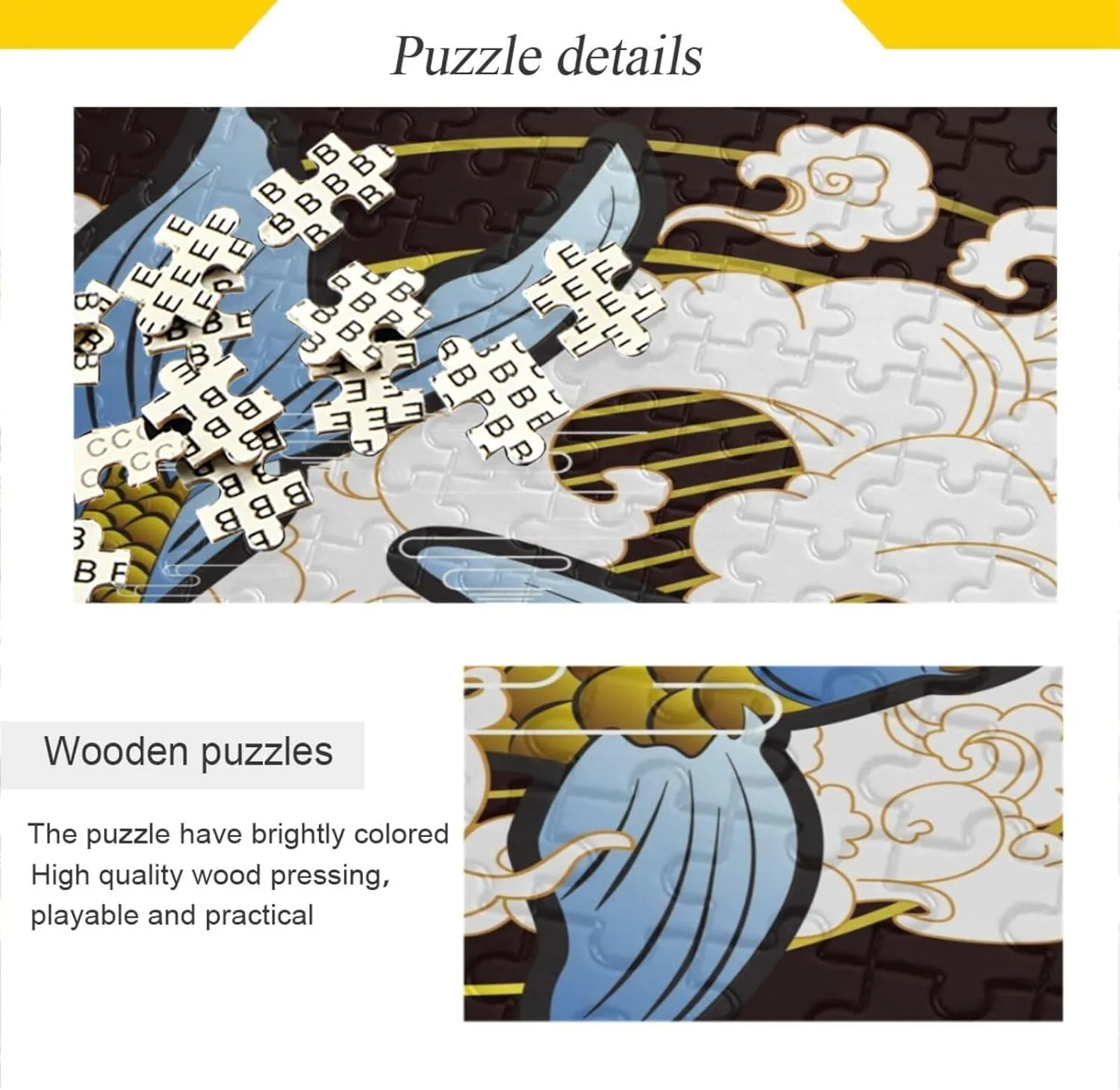 QUGRL Koi Fish Japanese Jigsaw Puzzle 1000 Pieces for Adults Teens Cartoon Cloud DIY Wall Art Intellectual Decompressing Educational Fun Game