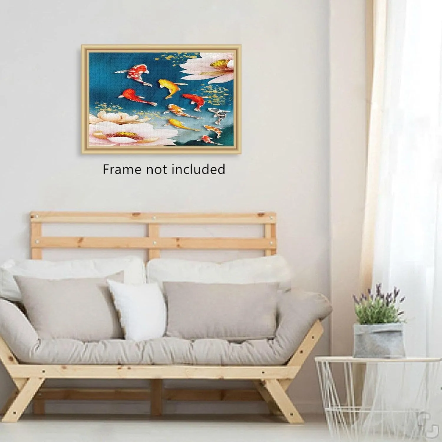 QUGRL Koi Fish Lotus Jigsaw Puzzle 1000 Pieces for Adults Teens Japanese Flower DIY Wall Art Intellectual Decompressing Educational Fun Game