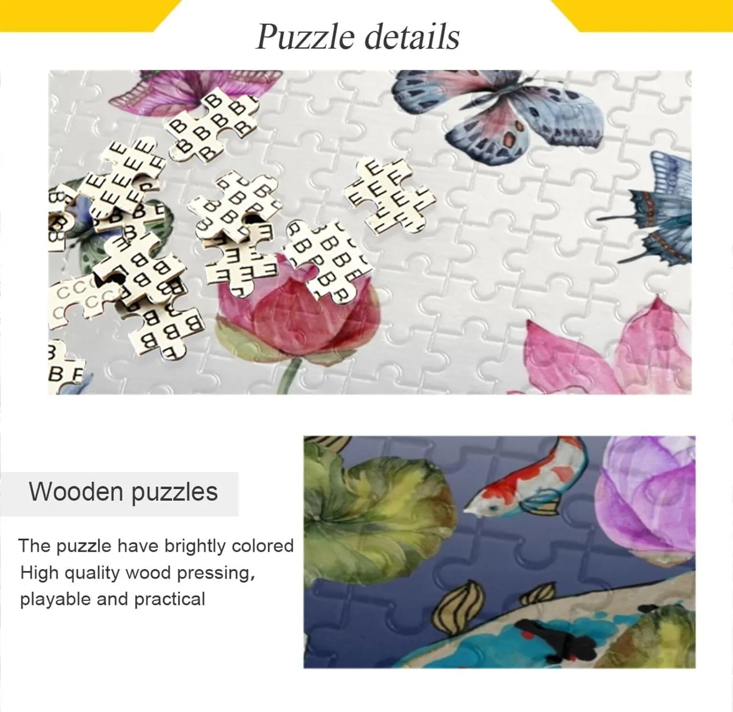 QUGRL Lotus Koi Fish Japanese Jigsaw Puzzle 1000 Pieces for Adults Teens Lotus Koi Fish Japanese DIY Wall Art Intellectual Decompressing Educational Fun Game