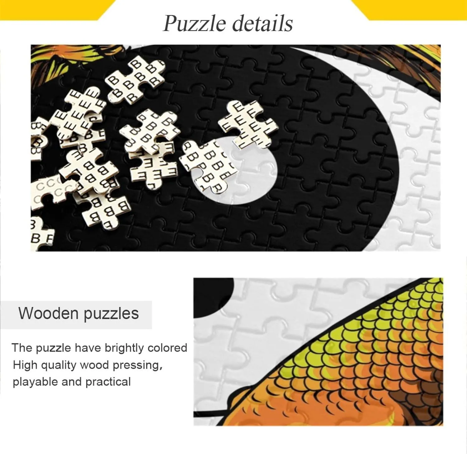 QUGRL Yin Yang Fish Symbol Jigsaw Puzzle 1000 Pieces for Adults Teens Art Abstract Japanese DIY Wall Art Intellectual Decompressing Educational Fun Game