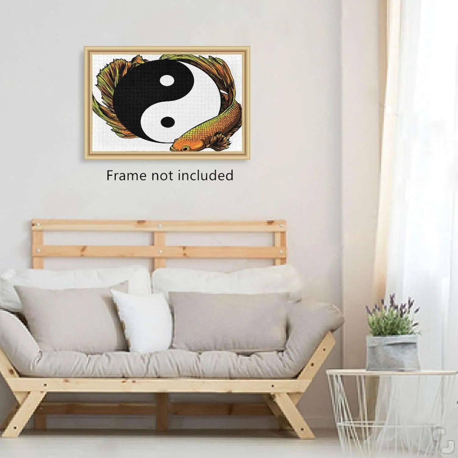 QUGRL Yin Yang Fish Symbol Jigsaw Puzzle 1000 Pieces for Adults Teens Art Abstract Japanese DIY Wall Art Intellectual Decompressing Educational Fun Game