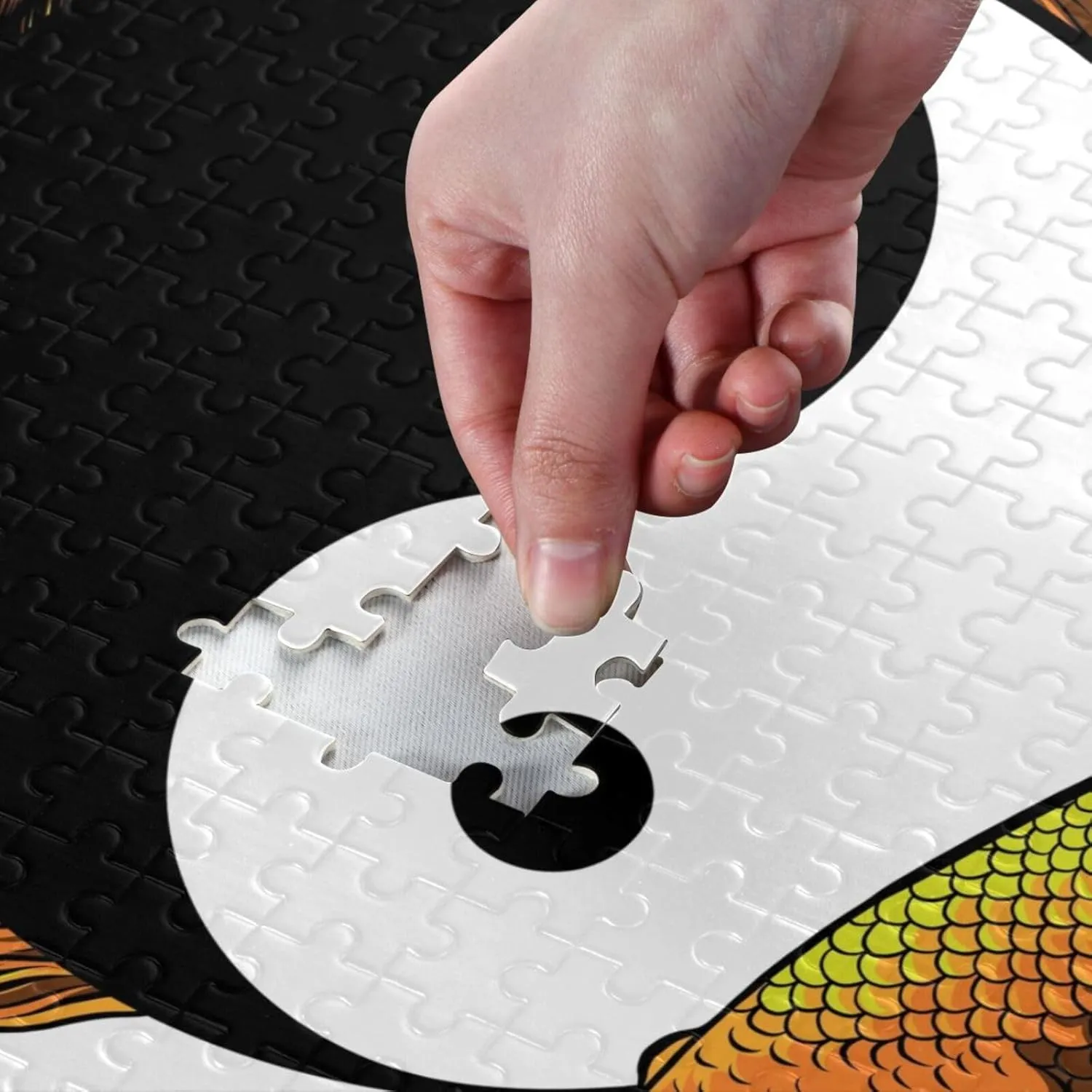 QUGRL Yin Yang Fish Symbol Jigsaw Puzzle 1000 Pieces for Adults Teens Art Abstract Japanese DIY Wall Art Intellectual Decompressing Educational Fun Game