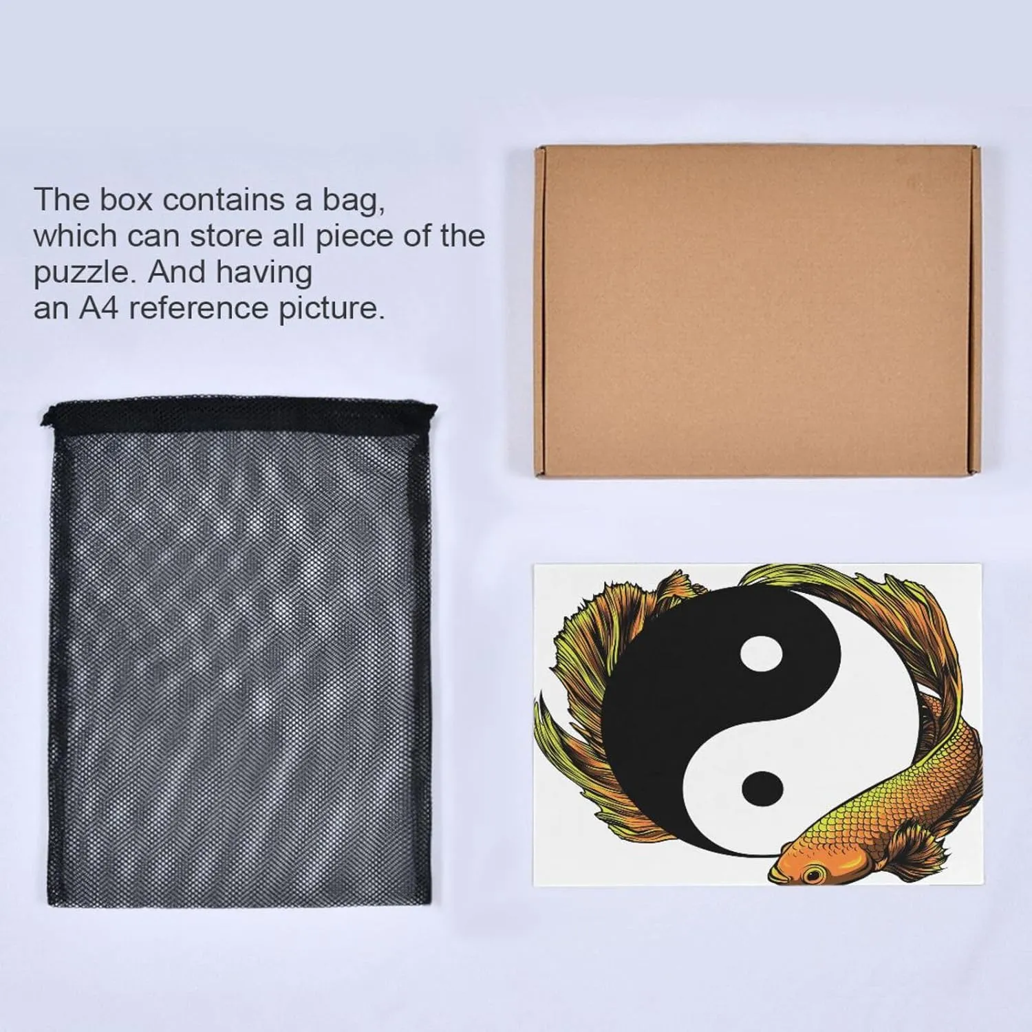 QUGRL Yin Yang Fish Symbol Jigsaw Puzzle 1000 Pieces for Adults Teens Art Abstract Japanese DIY Wall Art Intellectual Decompressing Educational Fun Game